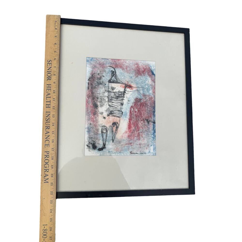 🎨 Rosemary Zwick Signed Abstract Mixed Media Print Framed Vintage Modern - Picture 4 of 7
